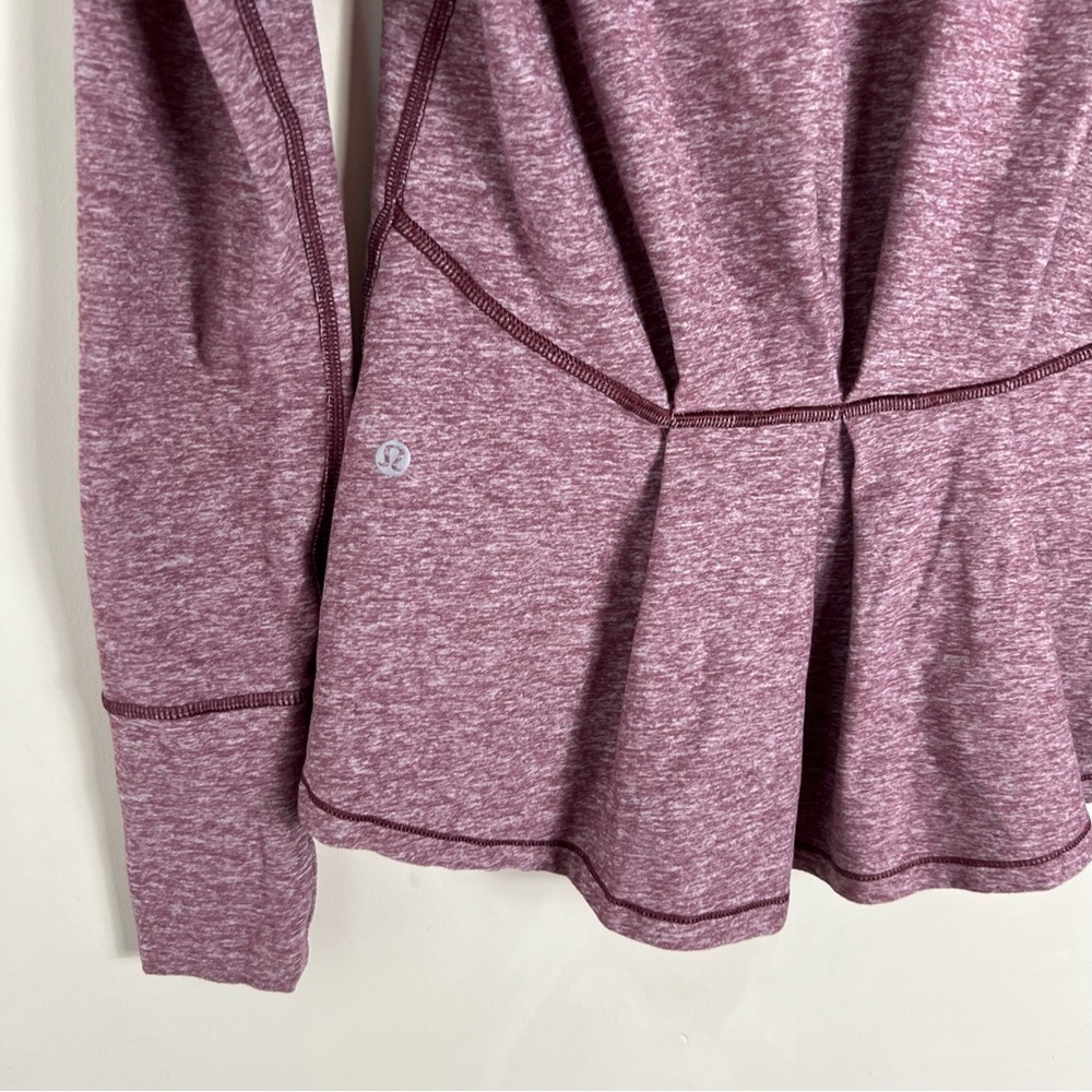 Lululemon Women’s Warm Your Core Long Sleeve Tee Heathered Bordeaux Drama Size 6 - Picture 12 of 14